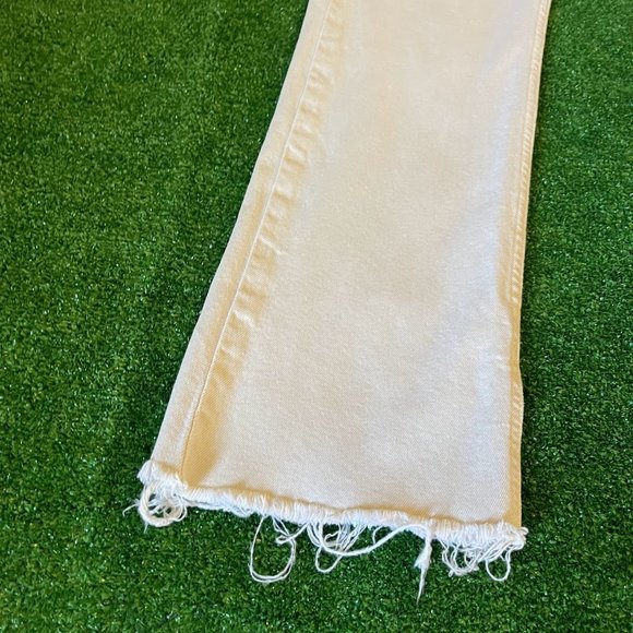 Zara Women's Split Raw Hem High Rise Denim Collection Beige Jeans Pants Size 06 - Picture 4 of 16